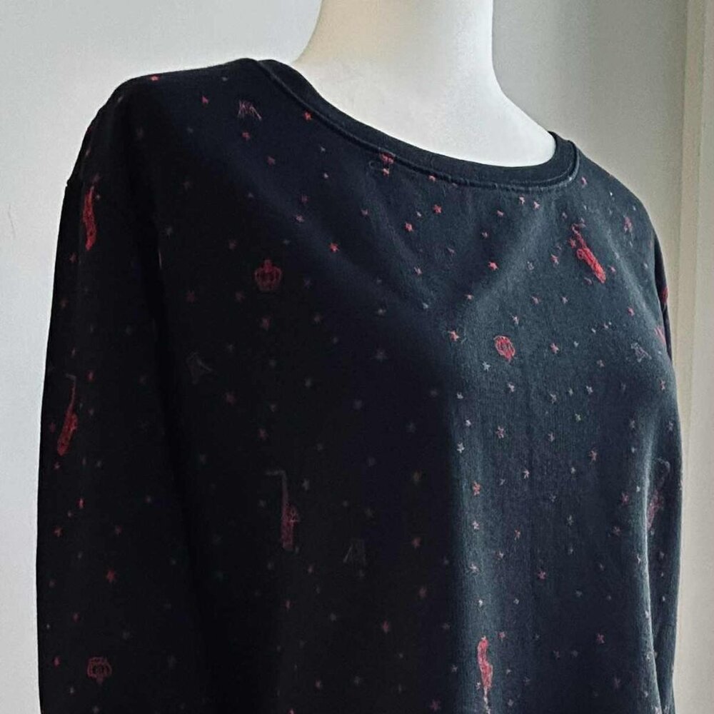 Scotch & Soda Black & Red Oversized Printed Clubhouse Royals Sweatshirt – US M